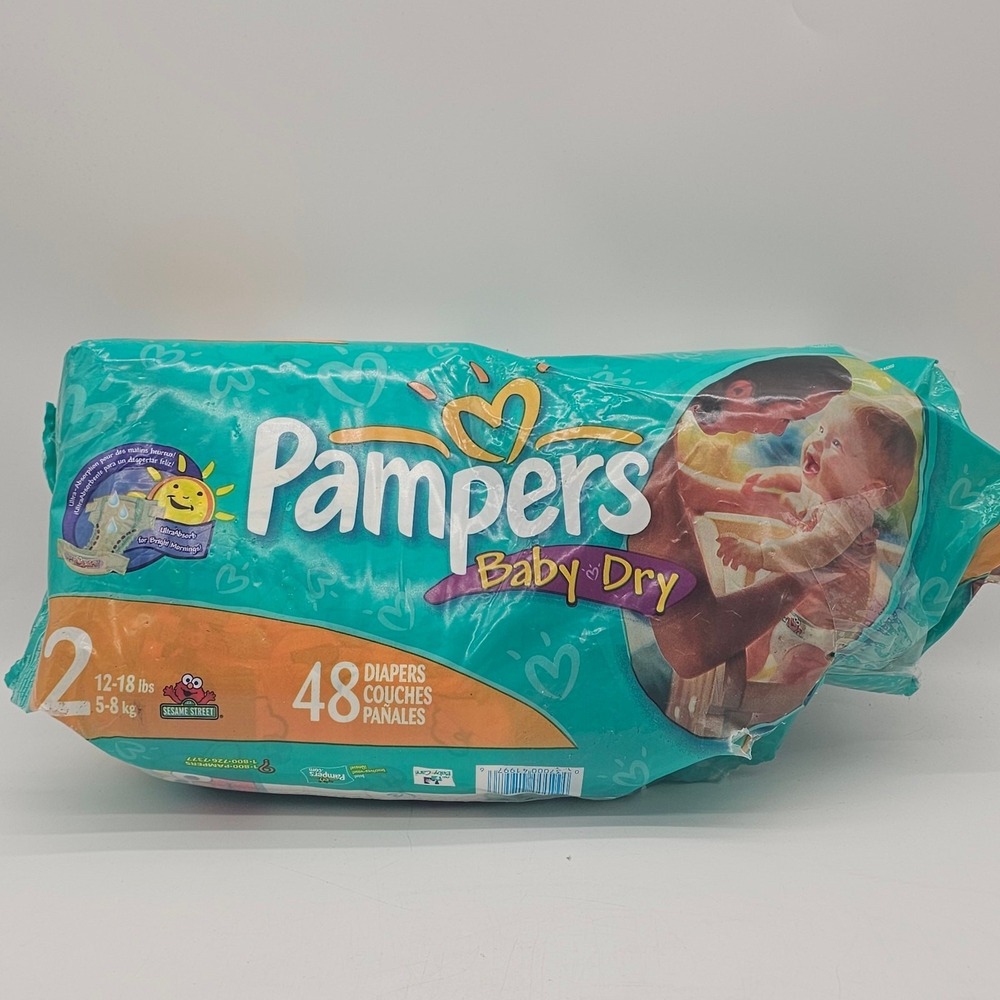 Vintage 2005 Pampers Baby Dry Sesame Street Size 2 -48 (35)  Jumbo Diapers P&G